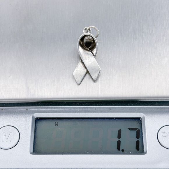 Vintage Sterling Silver 925 Awareness Ribbon Pendant - Picture 4 of 4